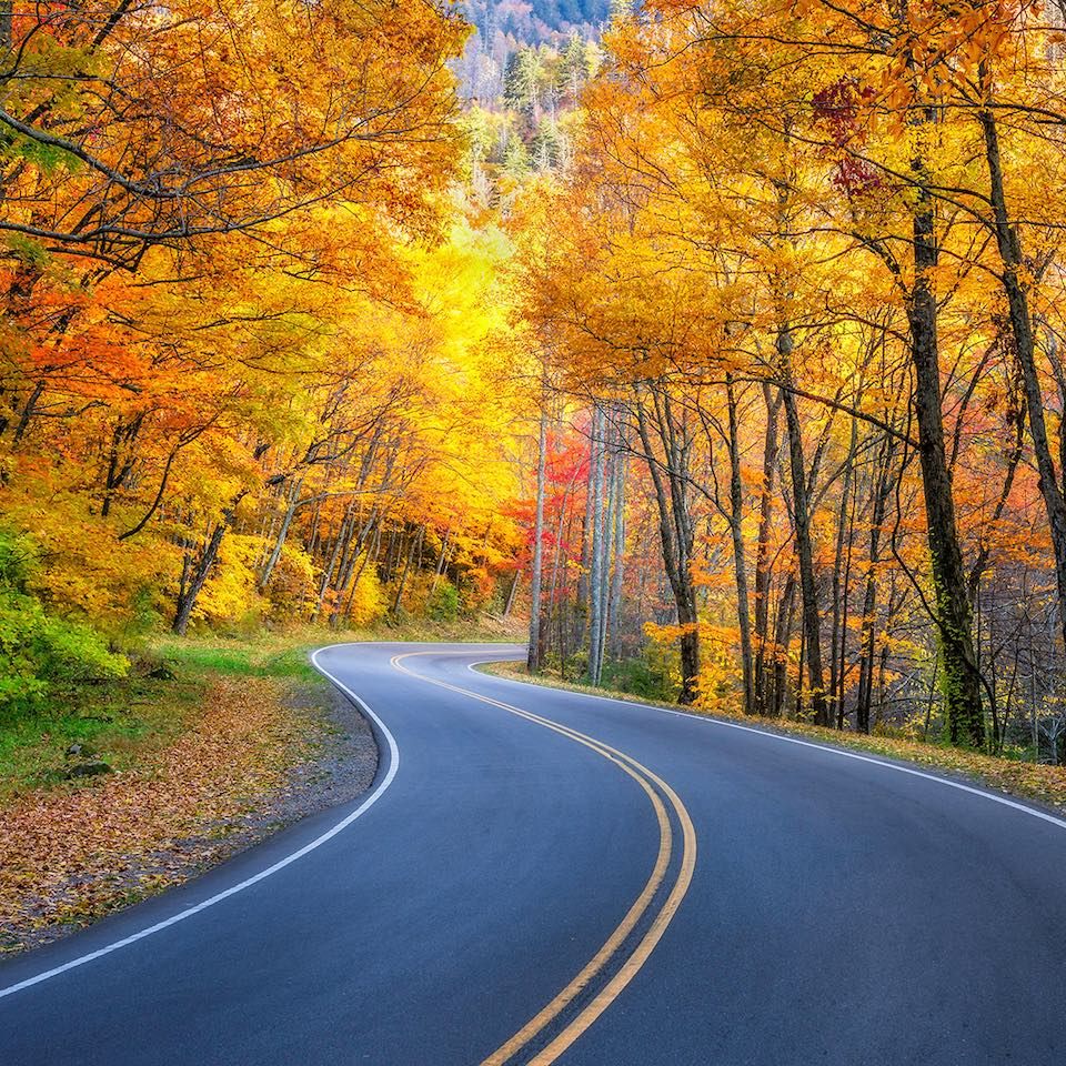 Pigeon Forge and the Great Smoky Mountains in fall