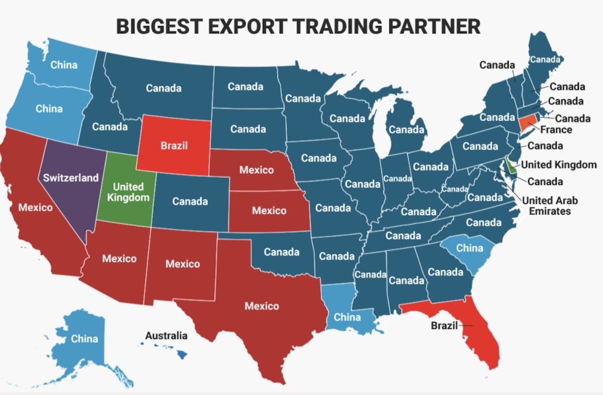 These Maps Show Each US State’s Biggest Import and Export Partner