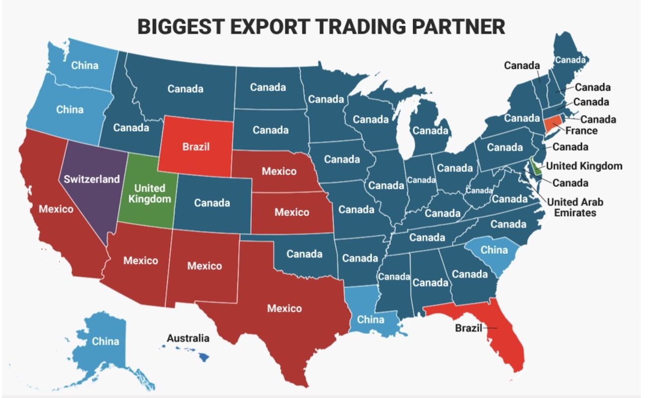 These Maps Show Each US State S Biggest Import And Export Partner   Import Map Lead 