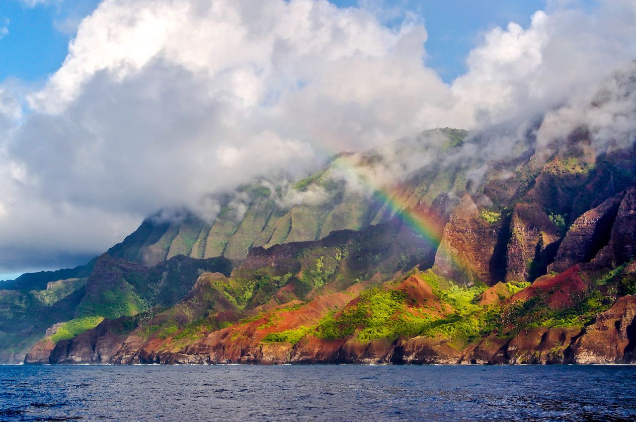 Na Pali coast rainbow, kauai hawaii