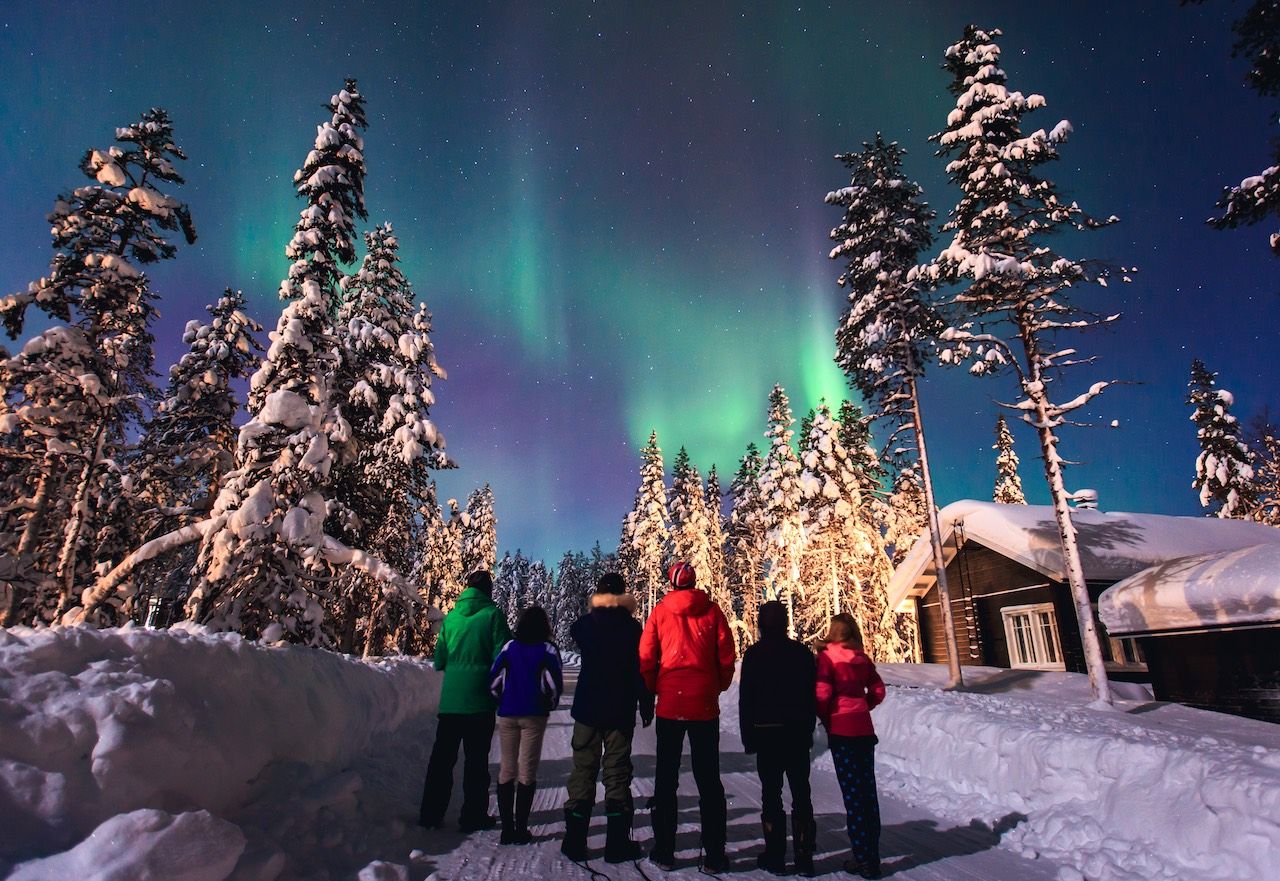 Aurora borealis northern lights Lapland Norway