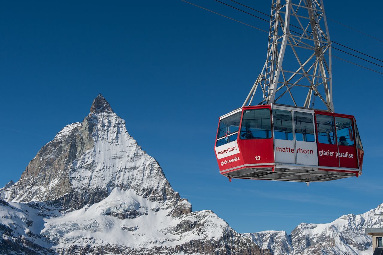Cable car to Matterhorn Glacier Paradise at Zermatt, Switzerland