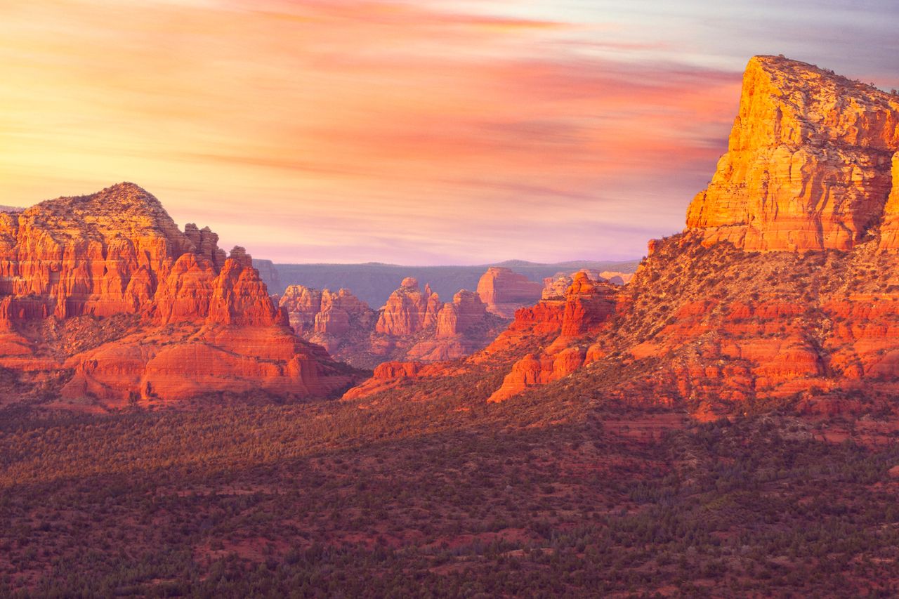 Sedona National Park valley and the mountains at a sunset a perfect spot for a tantric retreat