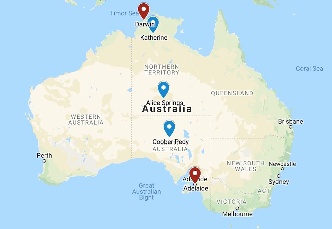 The Ghan Australia map