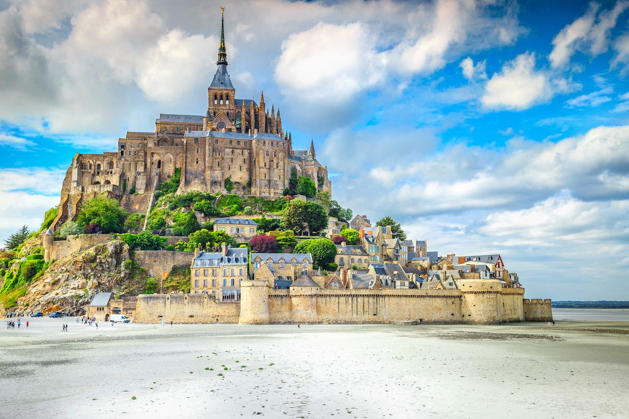 Beautiful Mont Saint Michel cathedral in Normandy, France