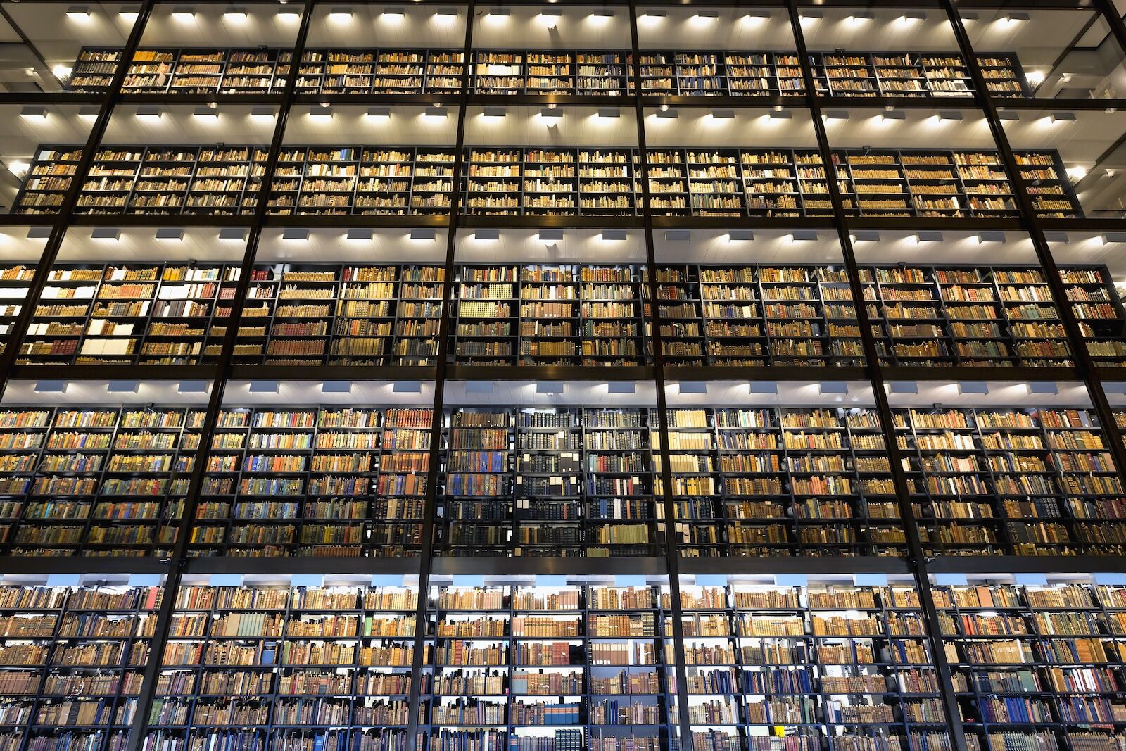 The glass tower of books at the Beinecke Rare Book and Manuscript Library, New Haven, one of the world's coolest libraries