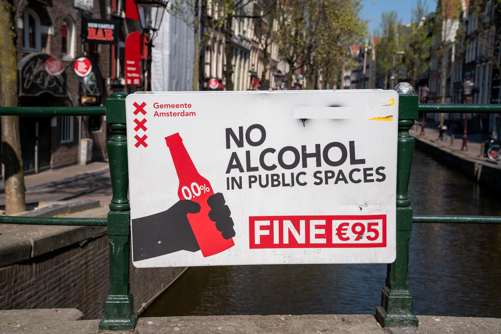 No alcohol sign in Amsterdam's Red Light District