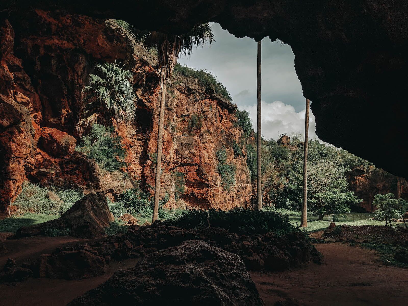 Looking from the inside of the cave out - one of the best hiking trails in hawaii on kauai
