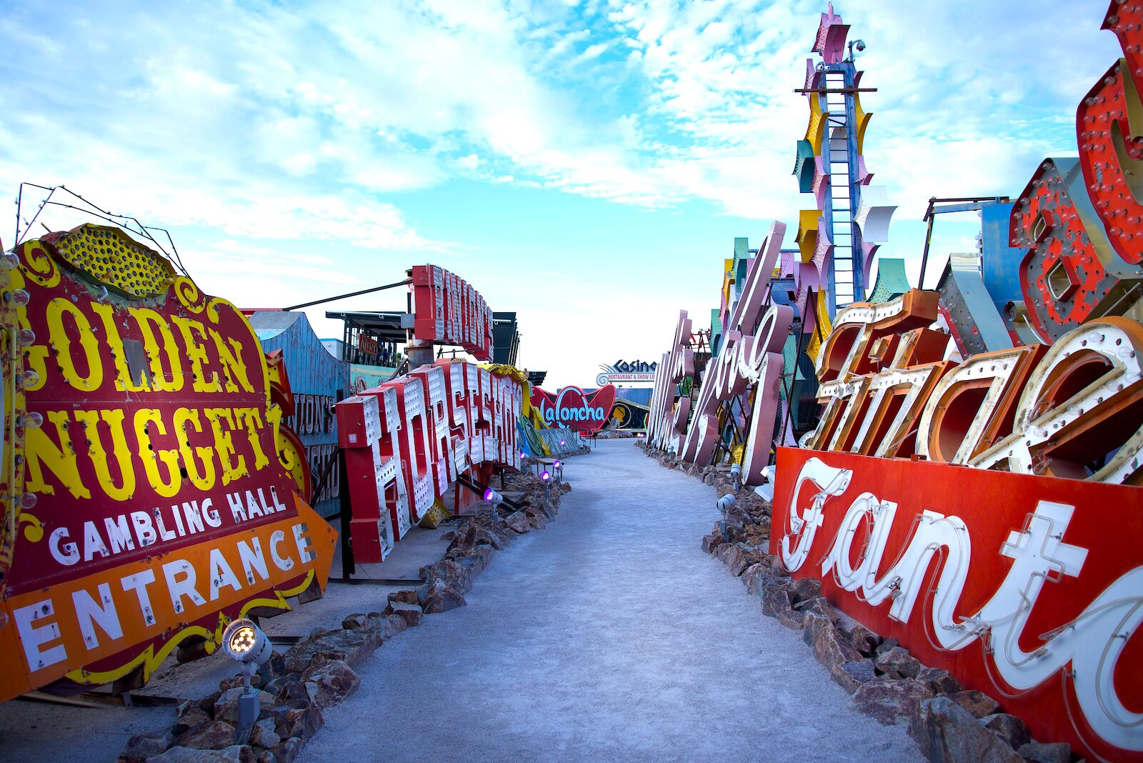 The many neon signs at the Neon Museum in Las Vegas.