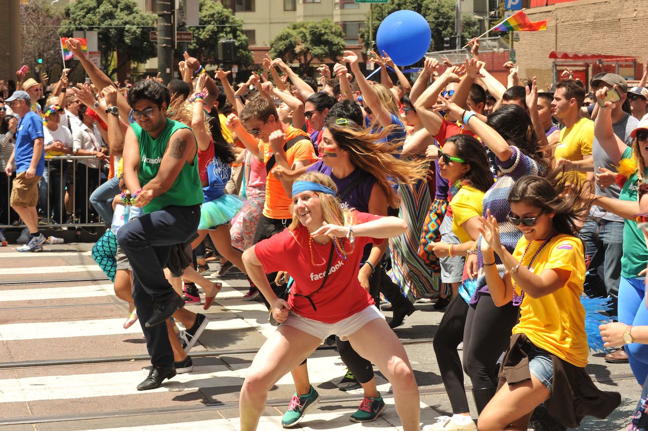 Paraders on Market Street in the Pride Month 2022