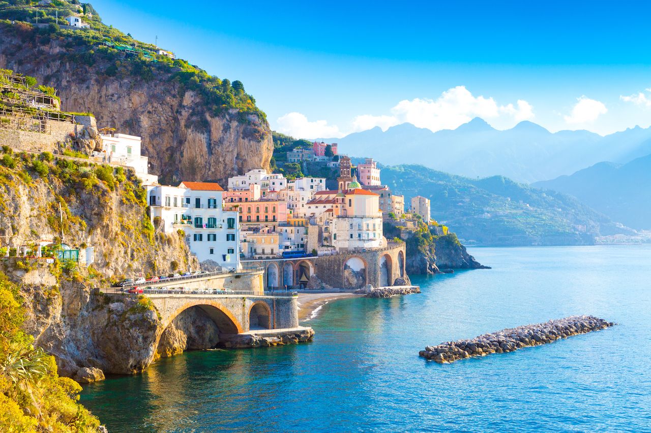 Morning view of Amalfi cityscape