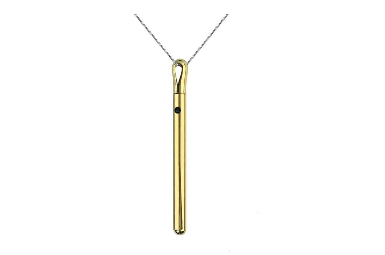 Vibrating gold necklace sex toy