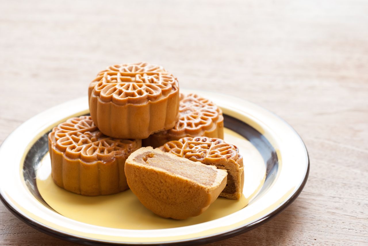 Chinese mooncake desserts on a plate