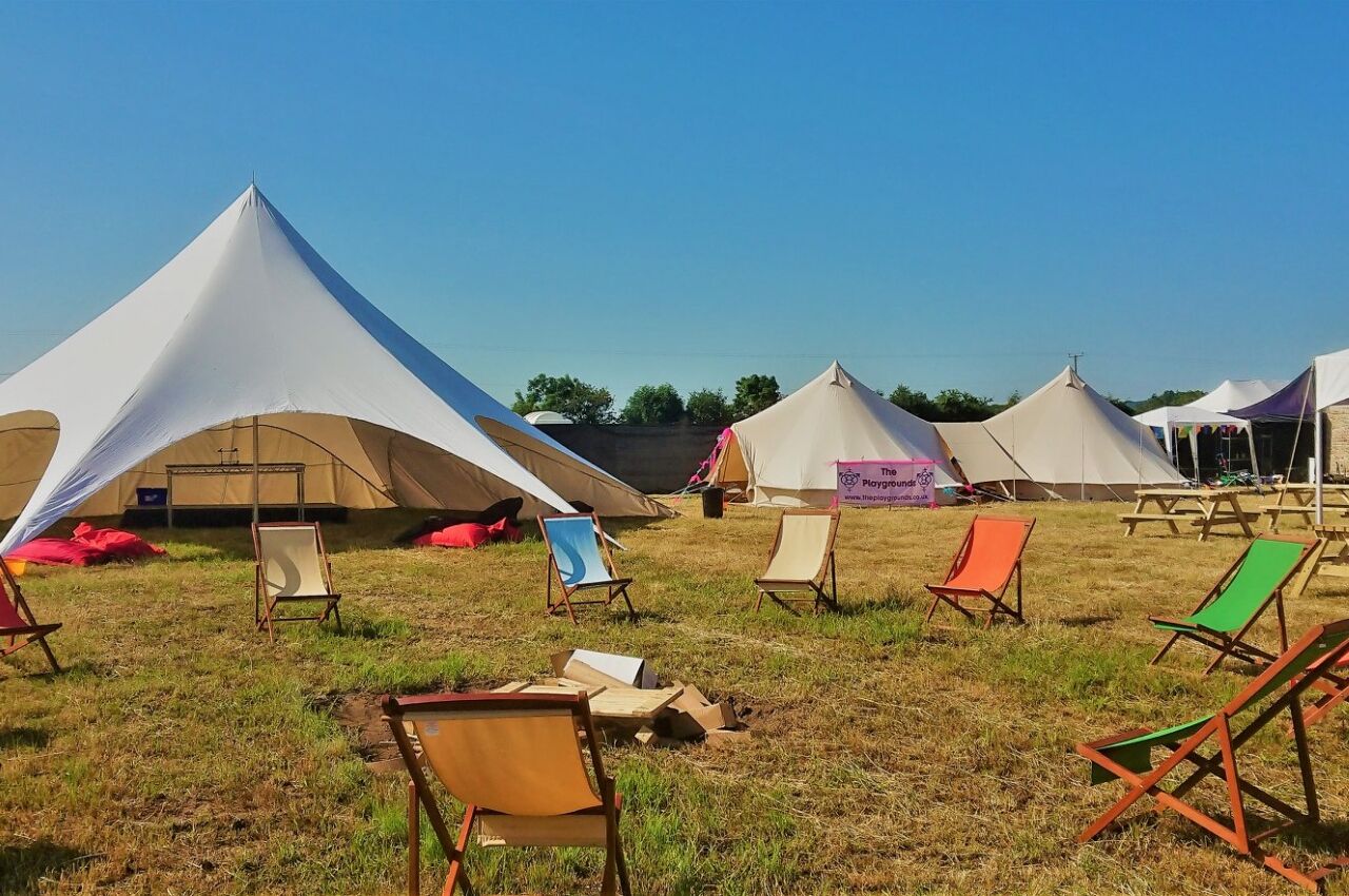 Tents at swingers resort and festival Swingfields in the UK