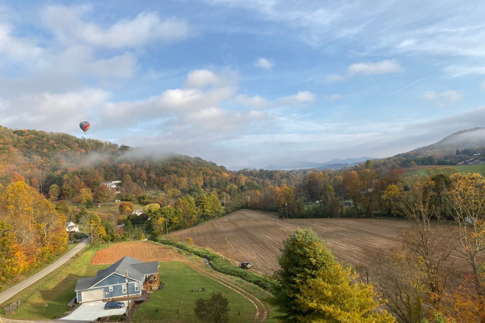 Flying over Asheville, North Carolina. Hot air balloon ride
