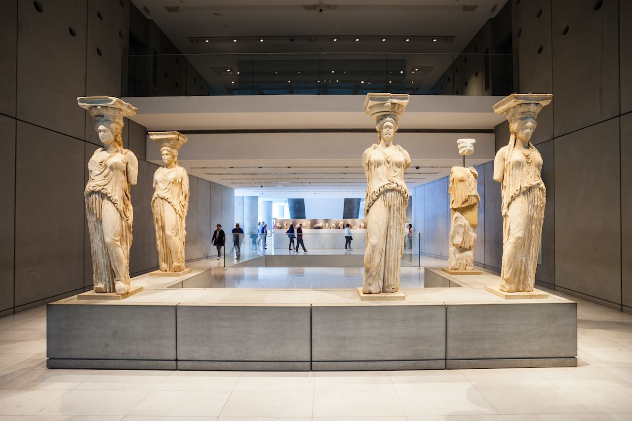 Caryatids on display in the Acropolis Museum in Athens