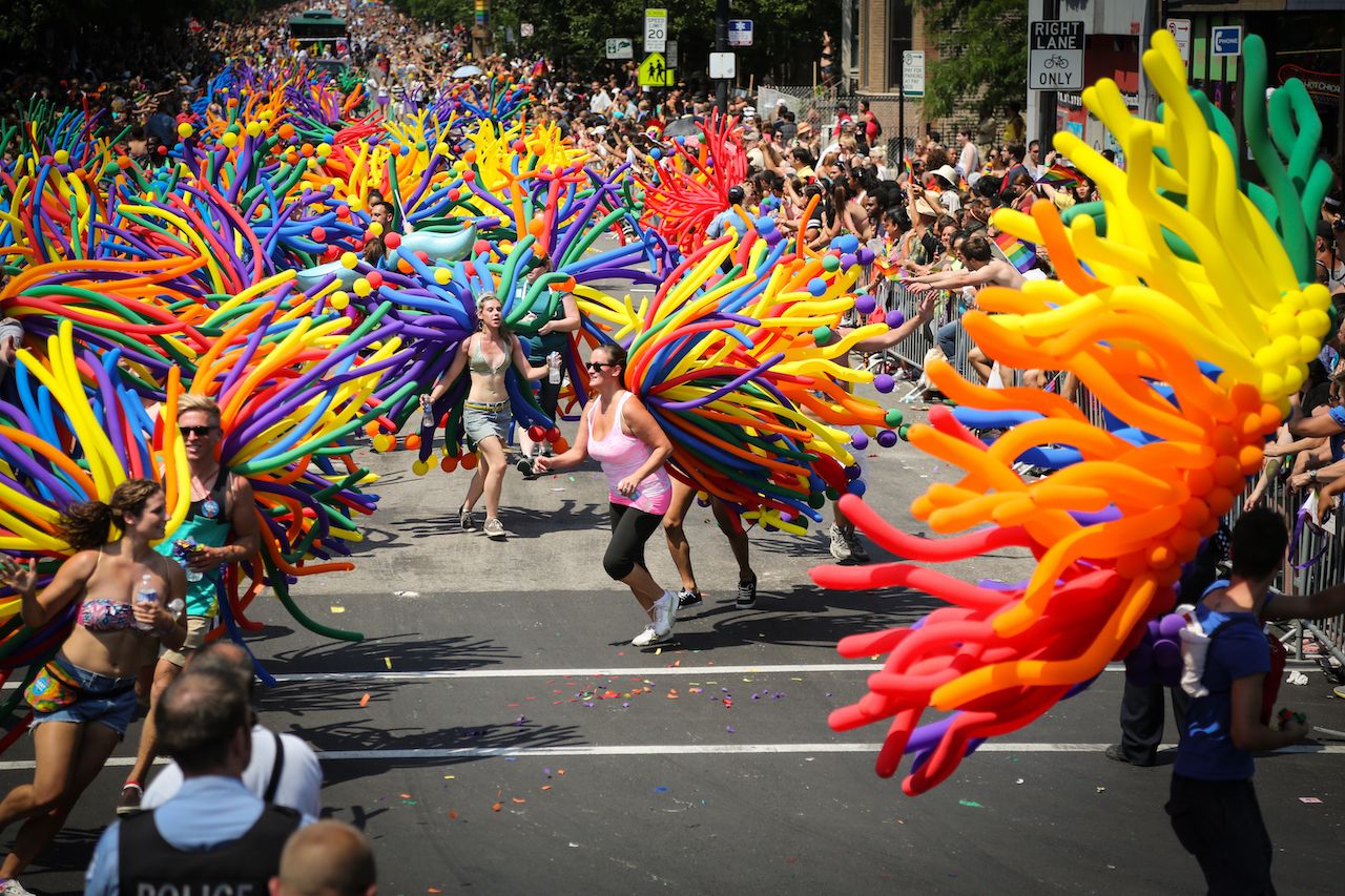 Parade during Chicago Pride month 2022