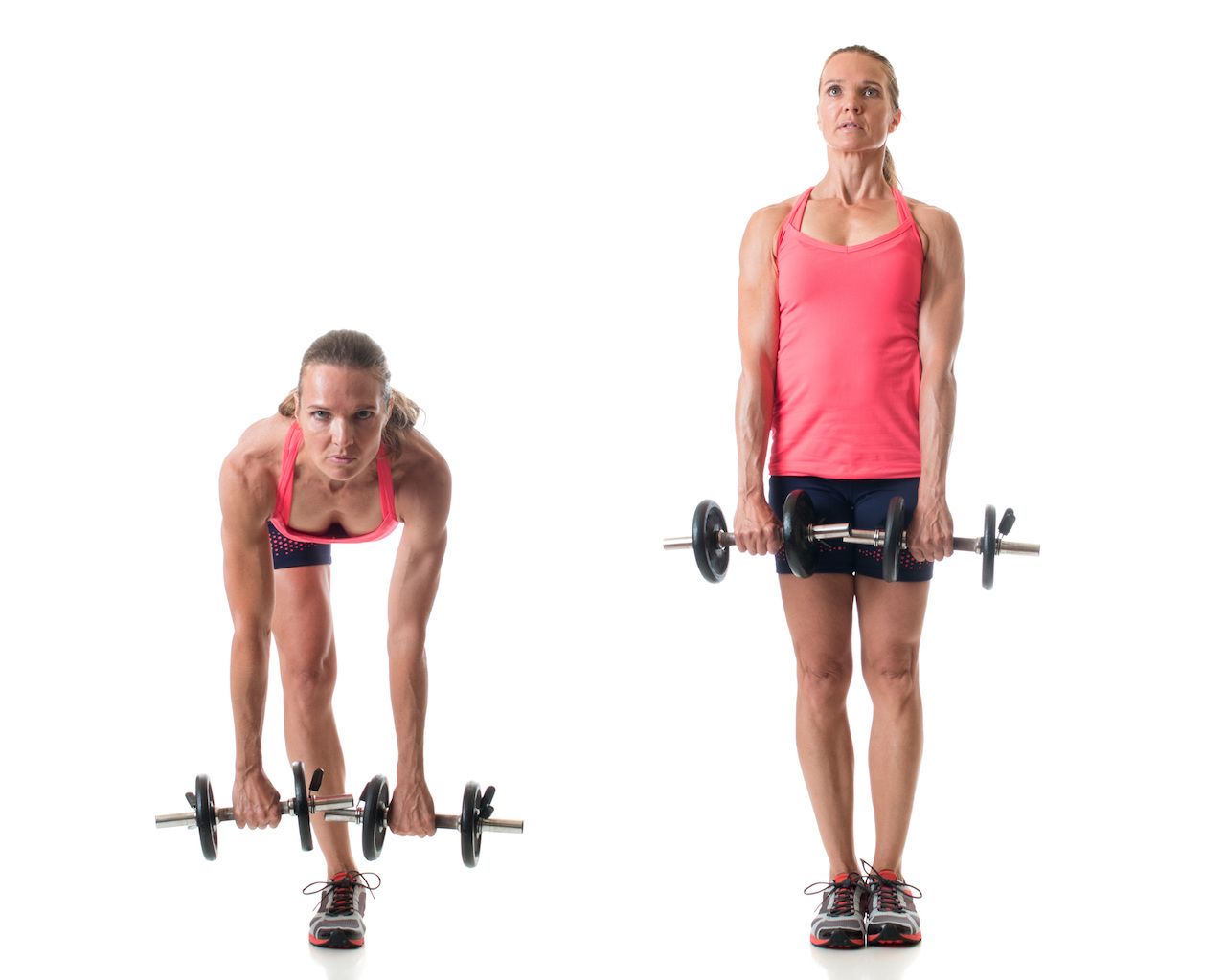 Woman doing weighted single-leg deadlifts, one of the best exercises for skiing