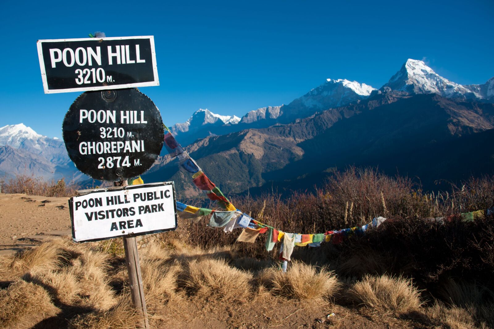 nepal hiking -- pool hill prayer flags