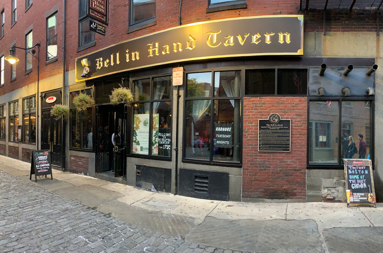 Facade of the bar the Bell in Hand in Boston's Little Italy