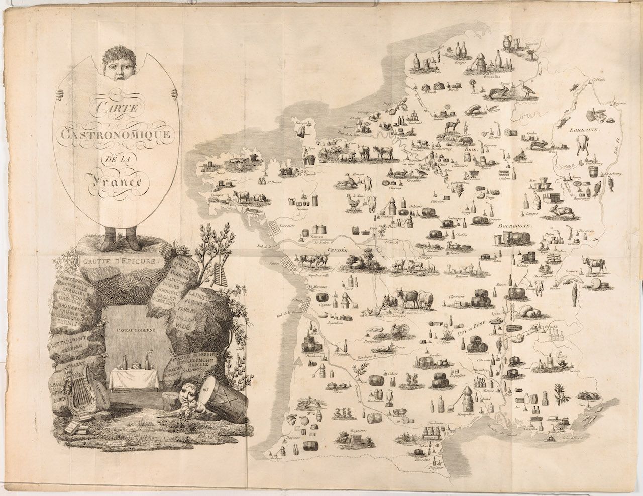 Original Map Of The Origin Of Famous French Foods Carte Gastronomique De La France