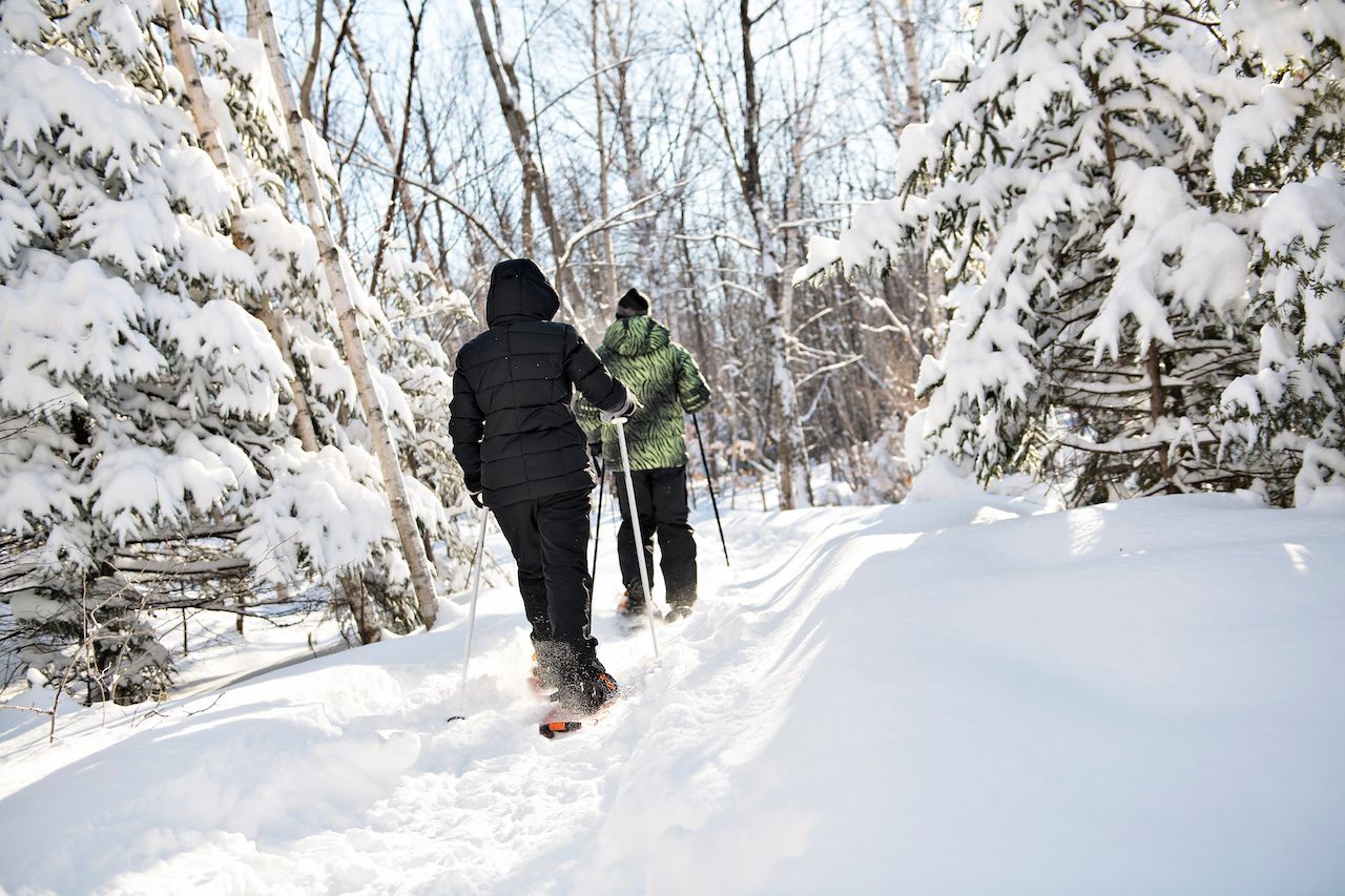 People snowshoeing in the Hudson Valley in New York