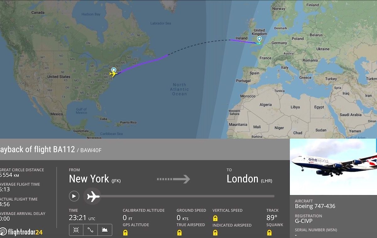 British Airways Sets Transatlantic Crossing Speed Record