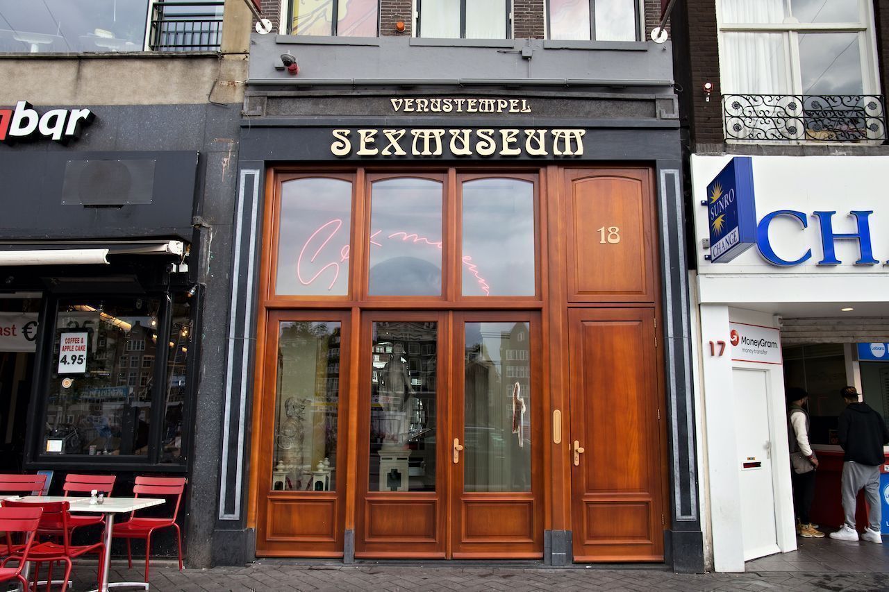 Facade of the Venustempel Sexmuseum in Amsterdam