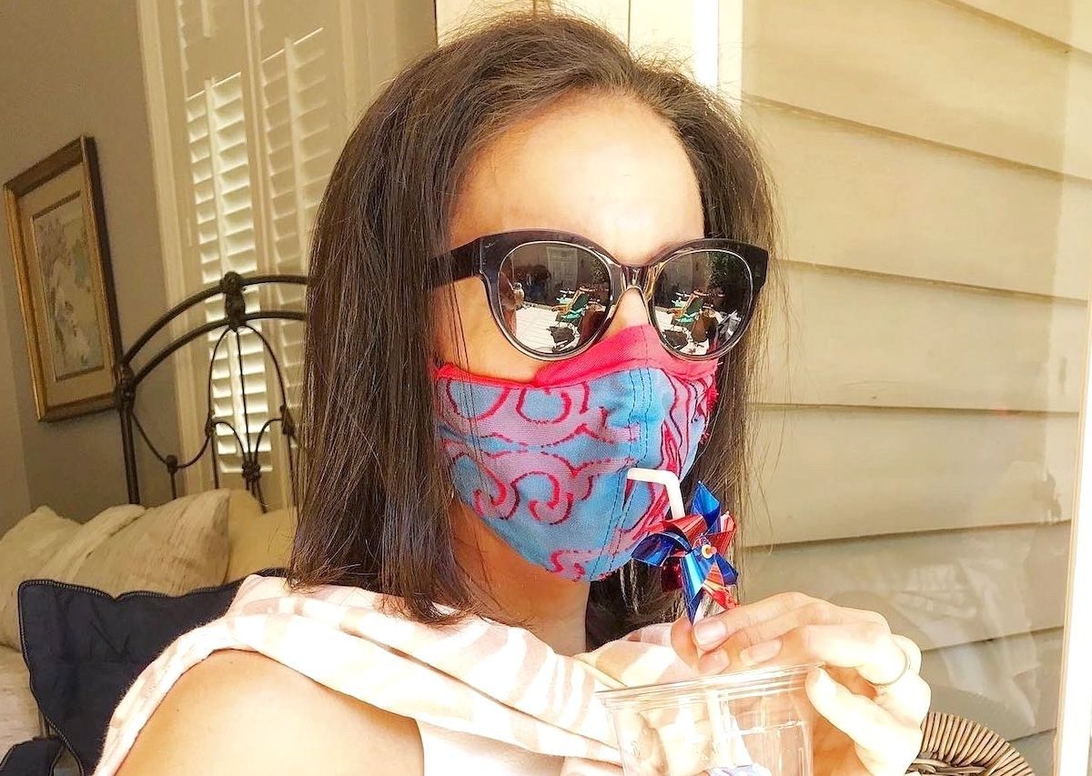 This face mask makes it easy to sip cocktails