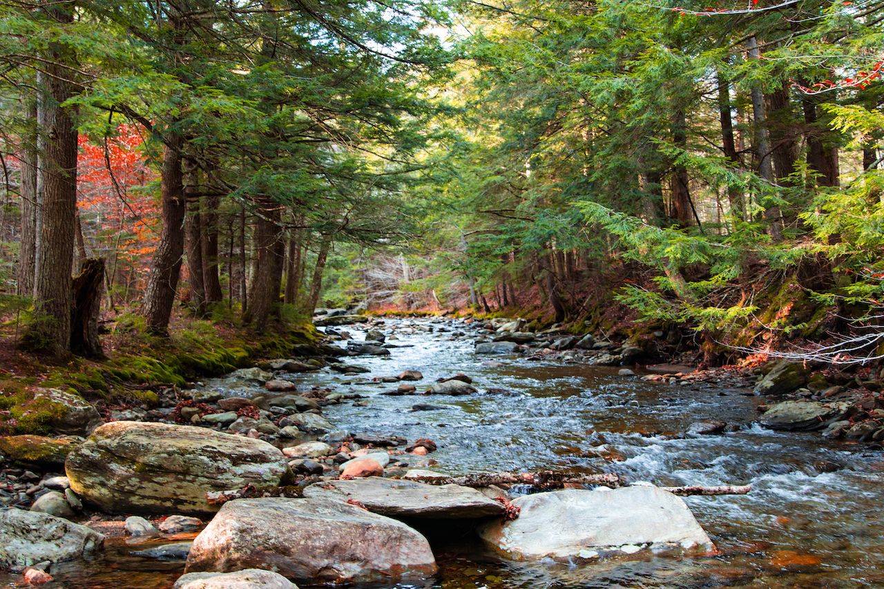 View of a river at Smuggler's Notch State Park in New England