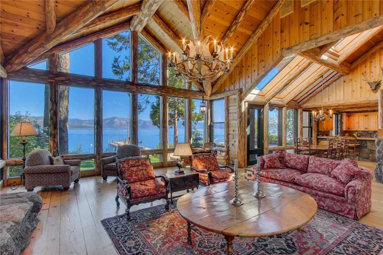 The interior of Sweetwater Estate, a luxury cabin rental on Lake Tahoe