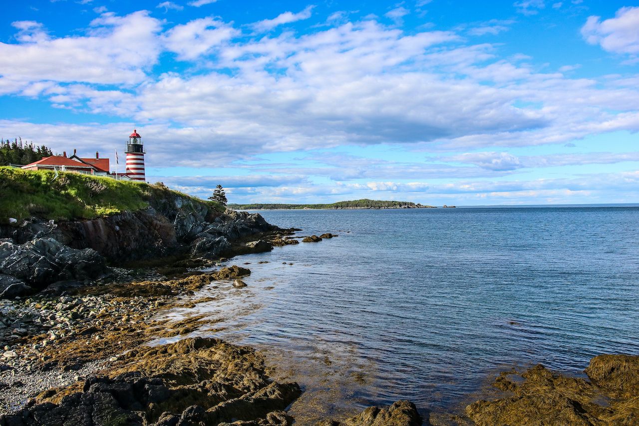 The lighthouse at Quoddy Head State Park in New England