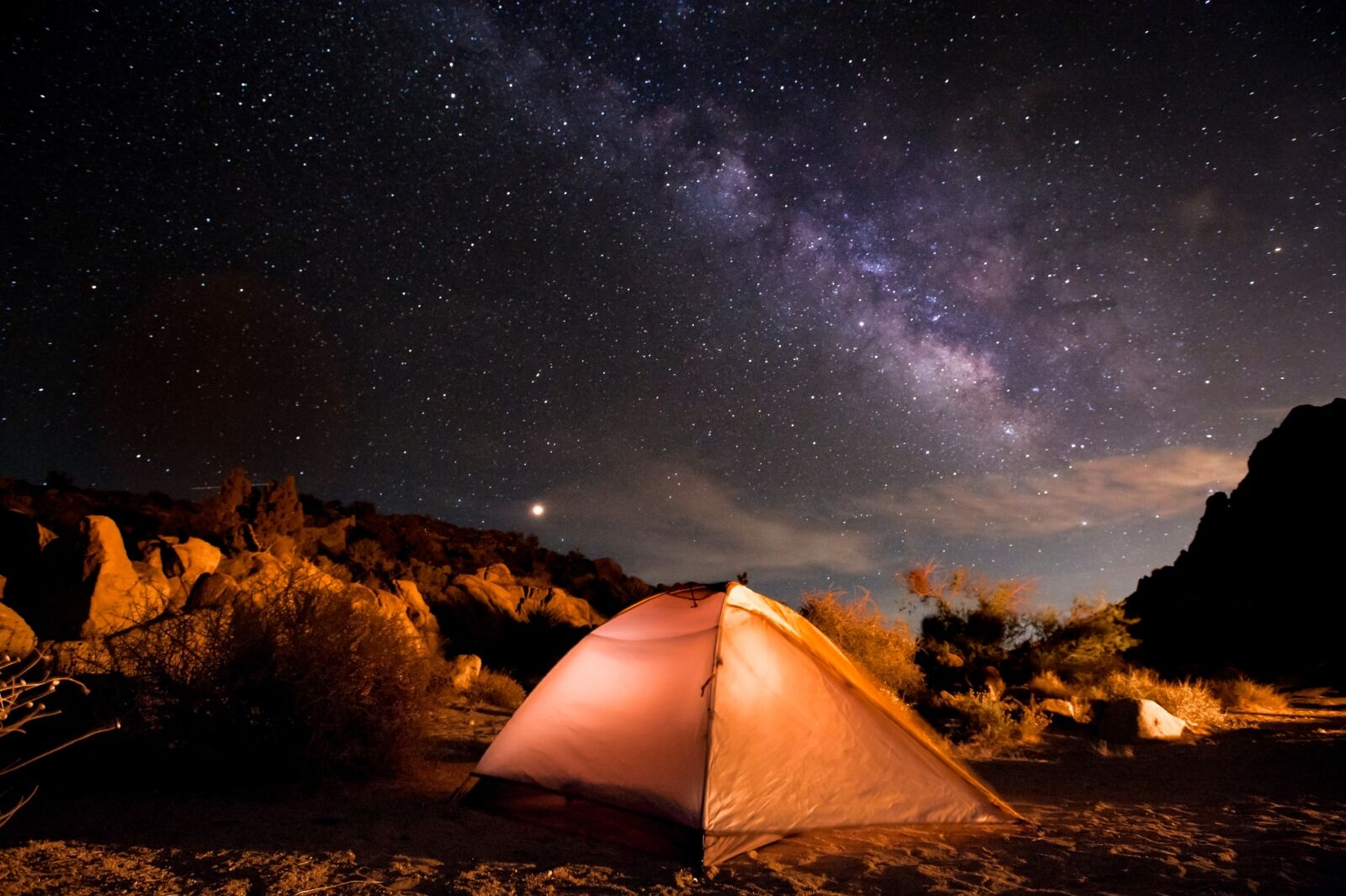 Joshua Tree Camping with Milky Way