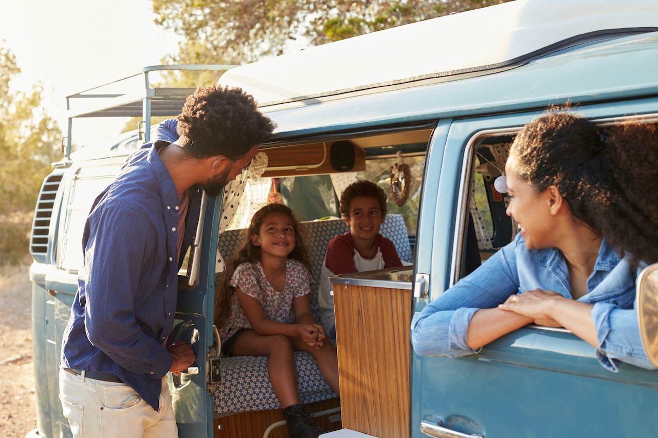 Family in a van