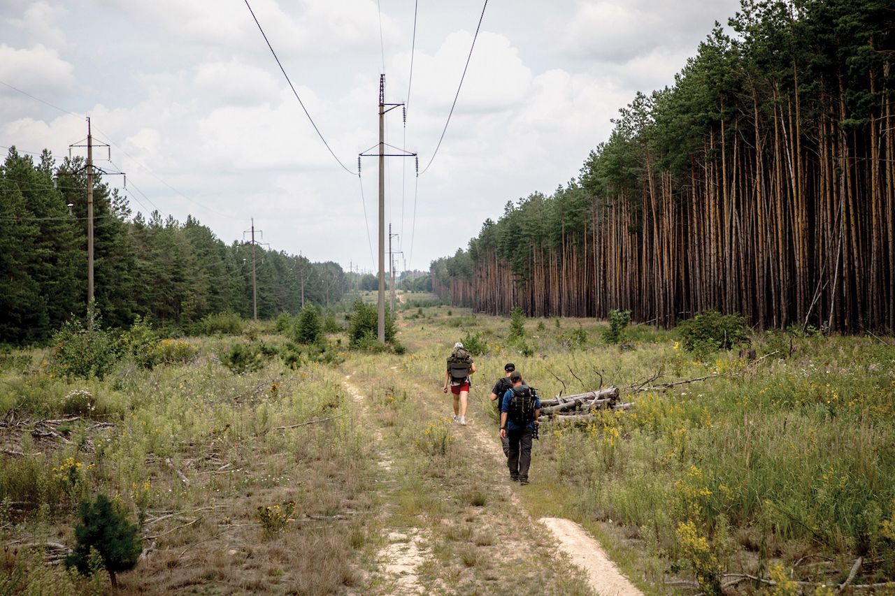 Stalkers walking around the Ukrainian Exclusion Zone