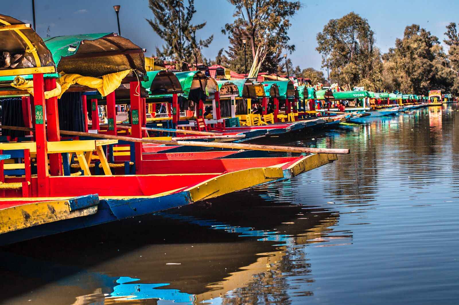 colorful boats on the water in mexico city