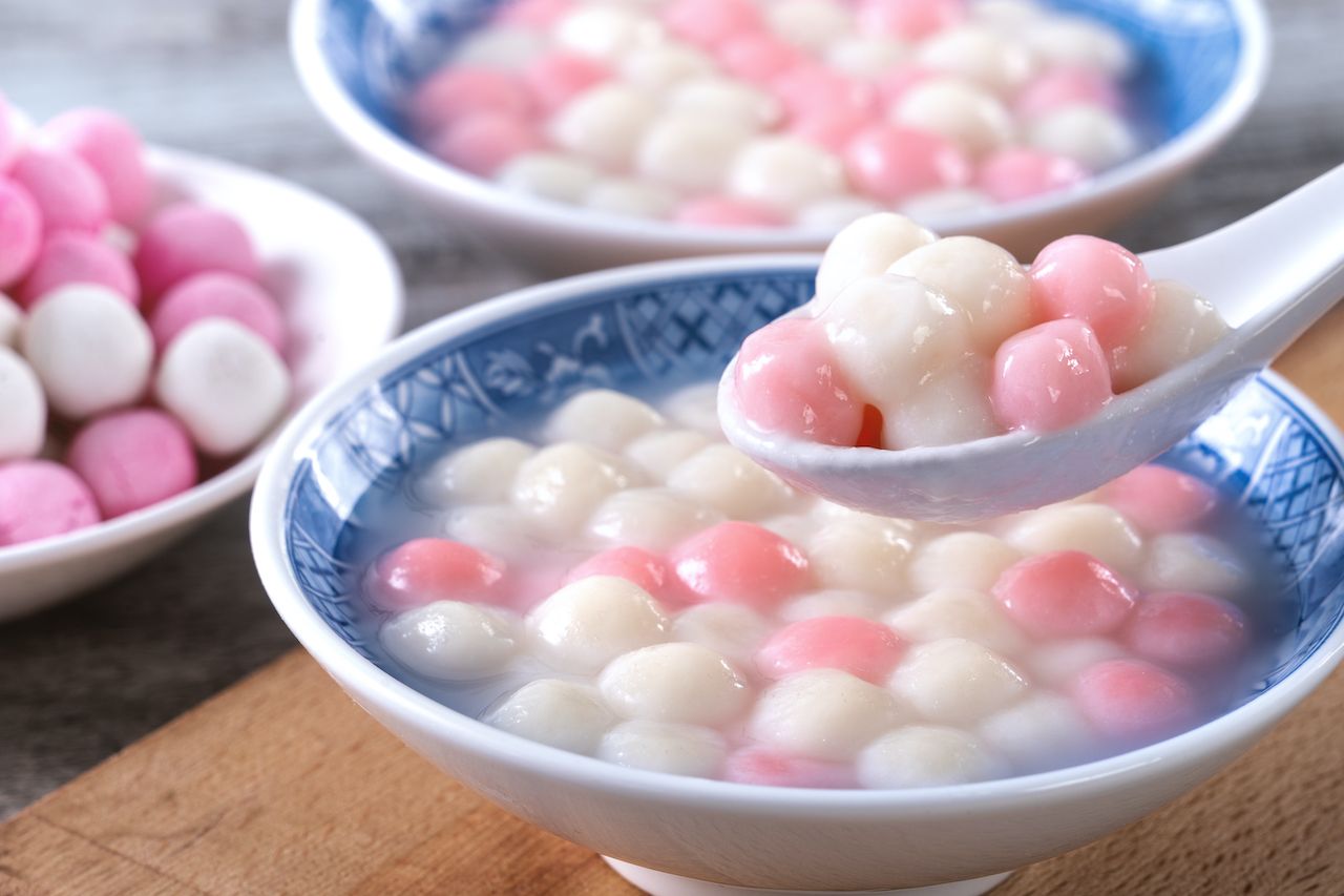 pink and white tangyuan