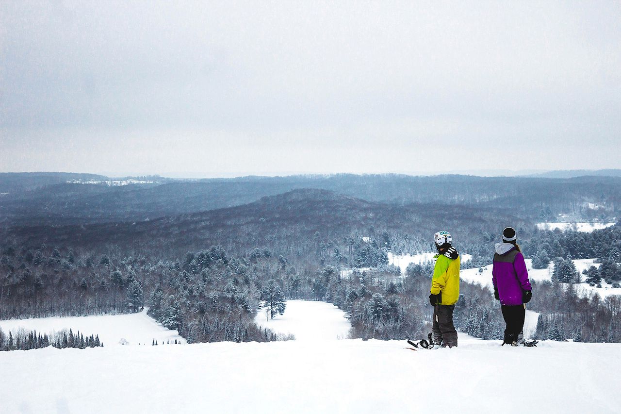 Two people on snow