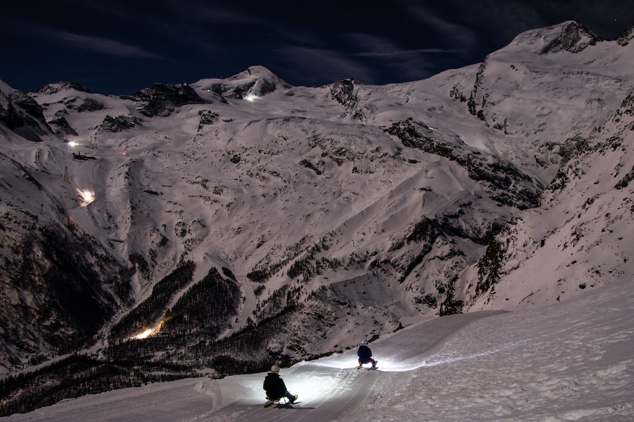 Night sledding