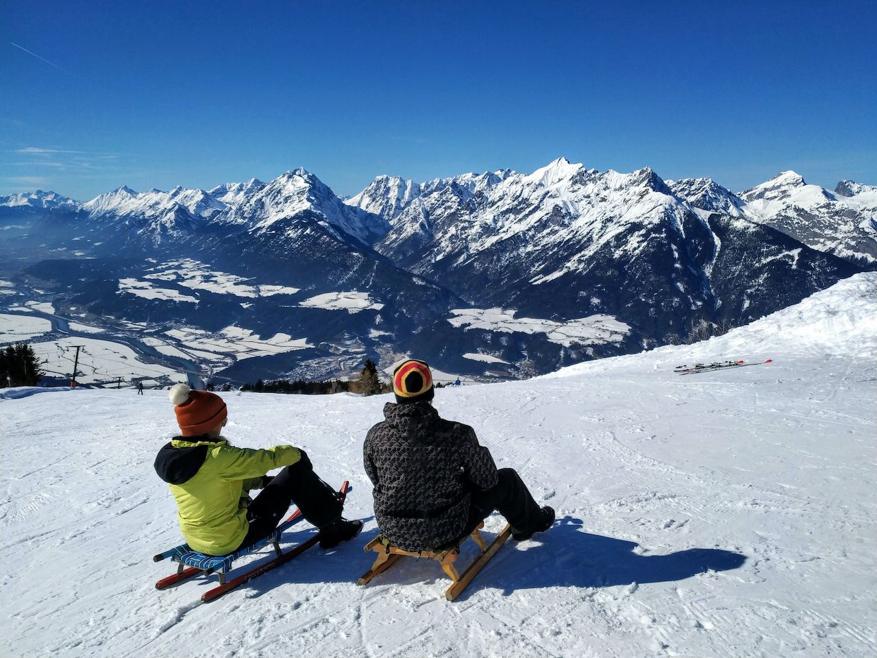 Two people on snow