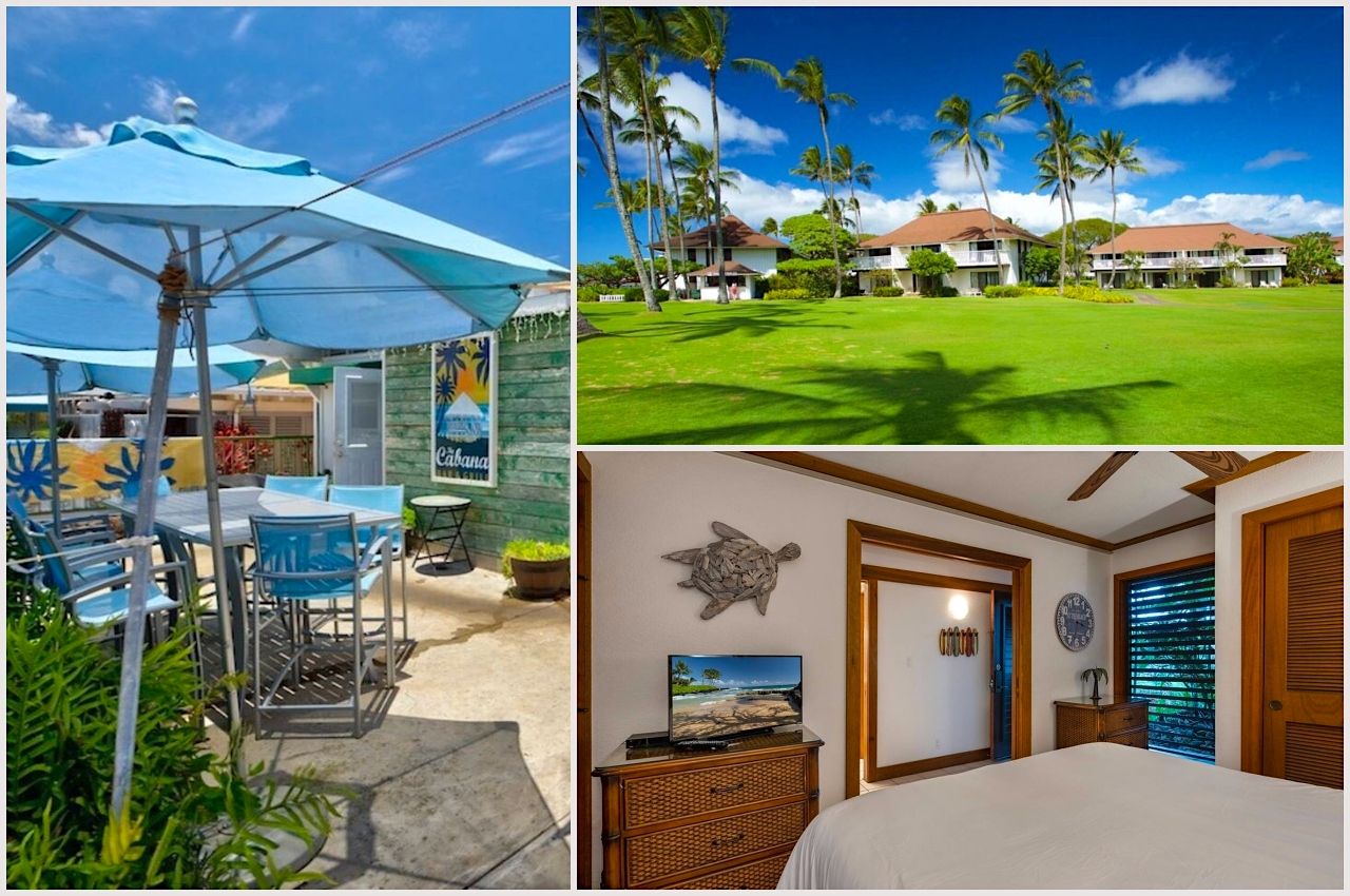 collage of photos dunson vacation condo Airbnb in Kauai