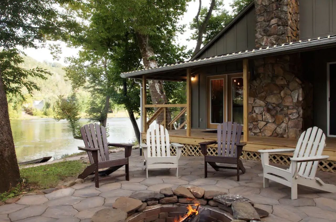 Rent a private island cabin in New River Gorge National Park