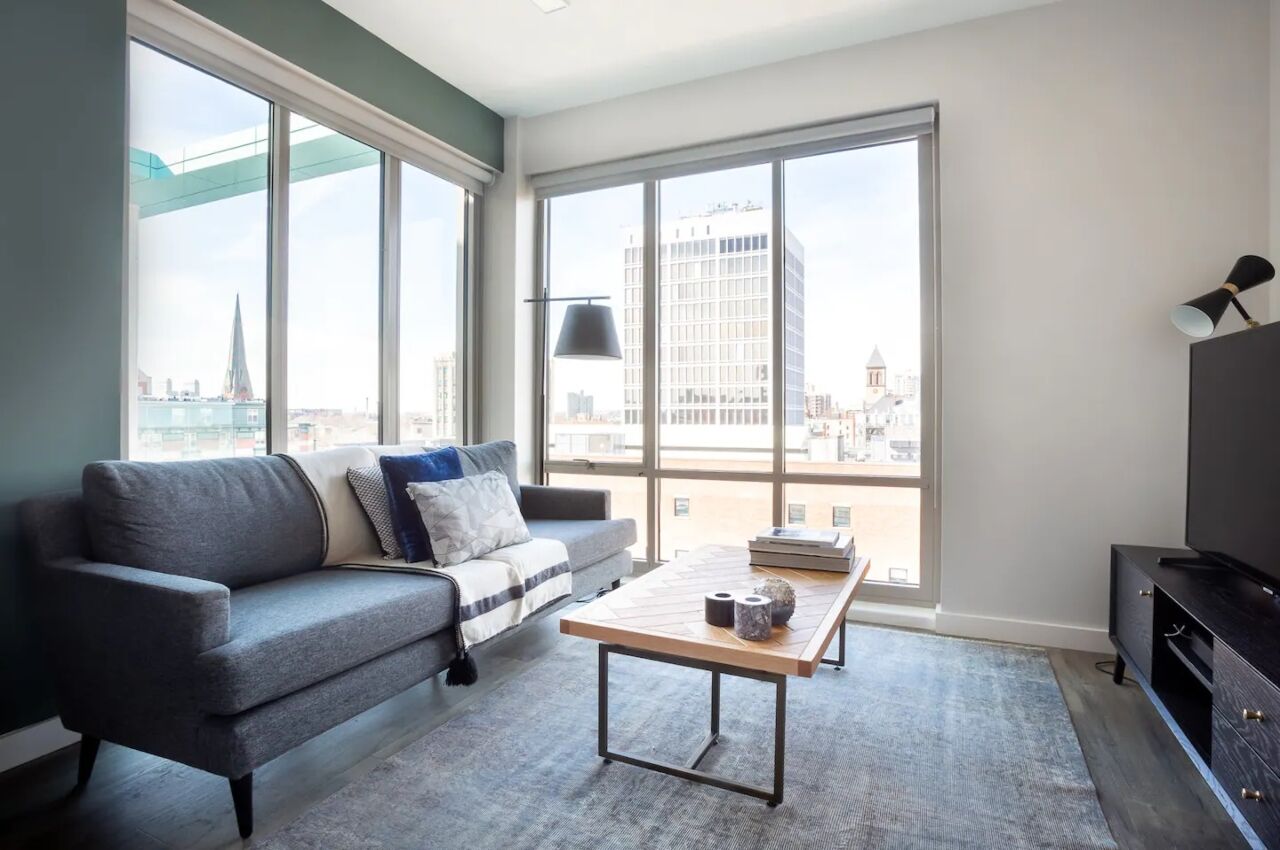 Living Area inside the Luxury Boston Cambridge Airbnb