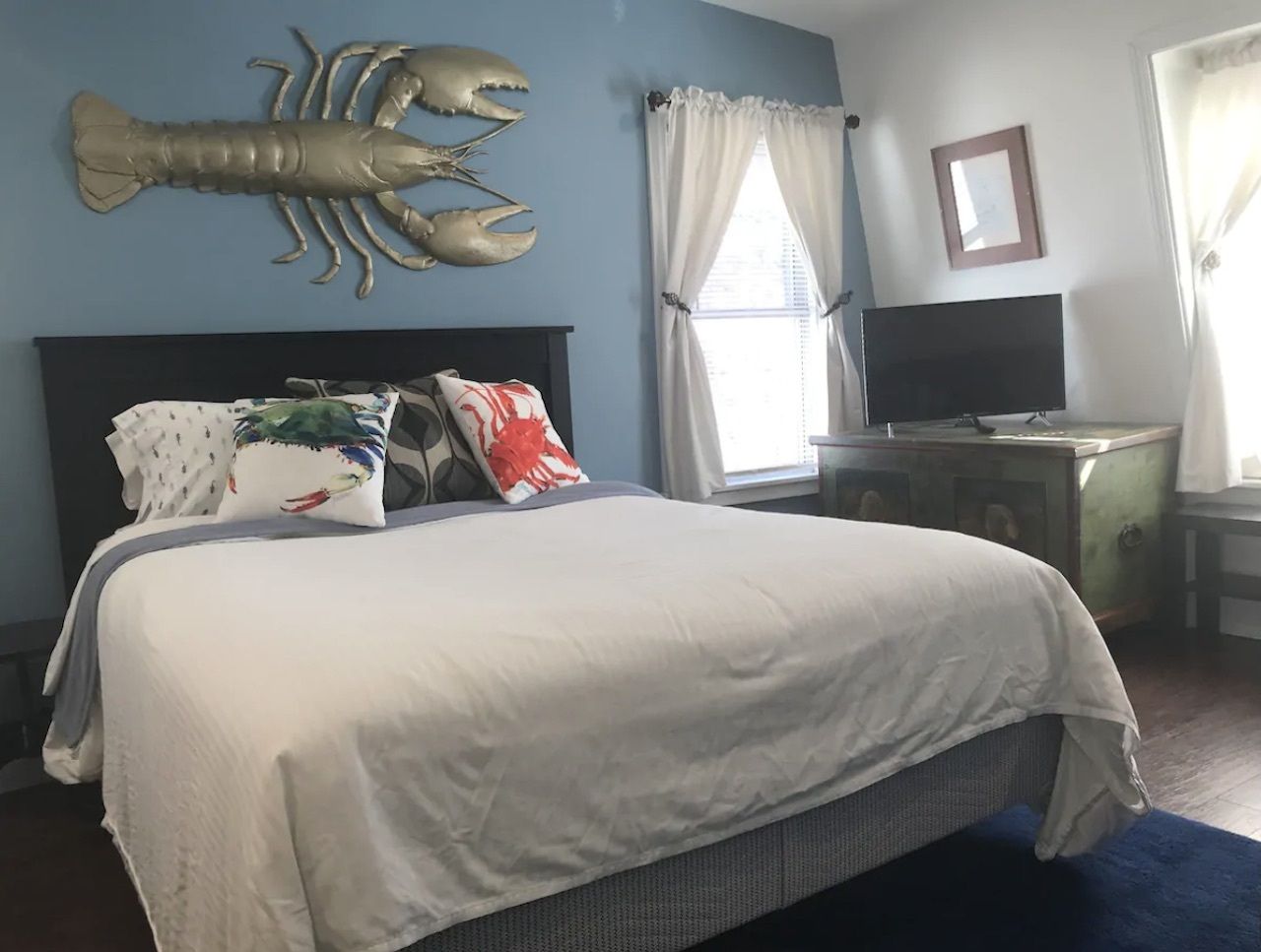 A blue, nautical-themed Airbnb in South Boston