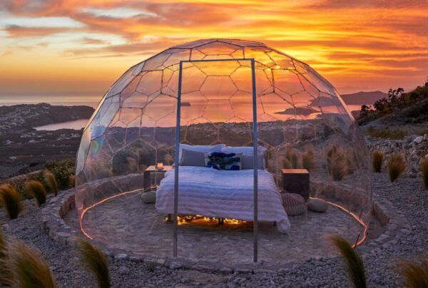 Transparent Sky Dome On Santorini Is A Luxurious Glamping Experience