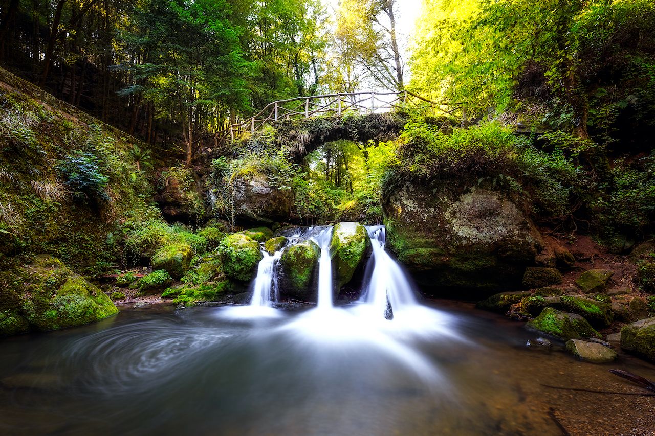 Waterfalls in the Mullerthal, lokally known as Schiessentuempel, August travel