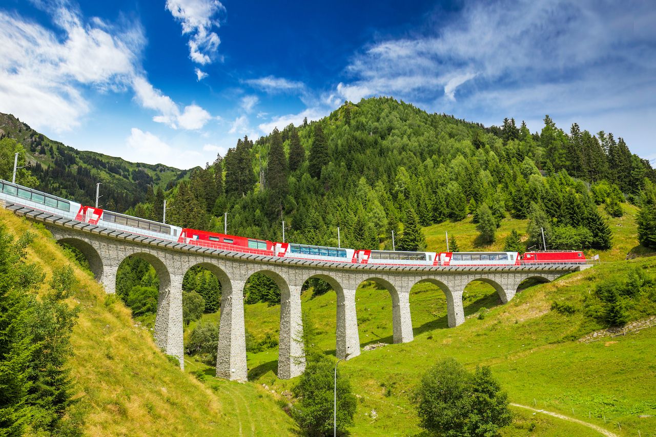 Train,On,Famous,Landwasser,Viaduct,Bridge.the,Rhaetian,Railway, one week in Switzerland