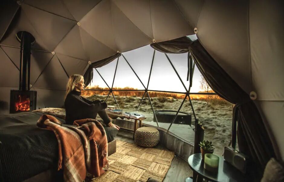 geodesic dome hot tub airbnb iceland