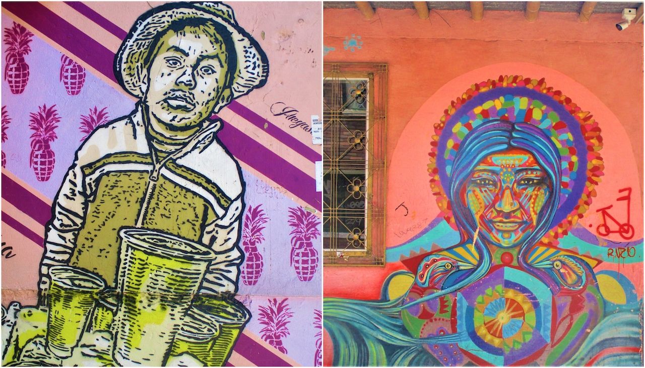 Bogota street art pieces by artists DjLu and Guache