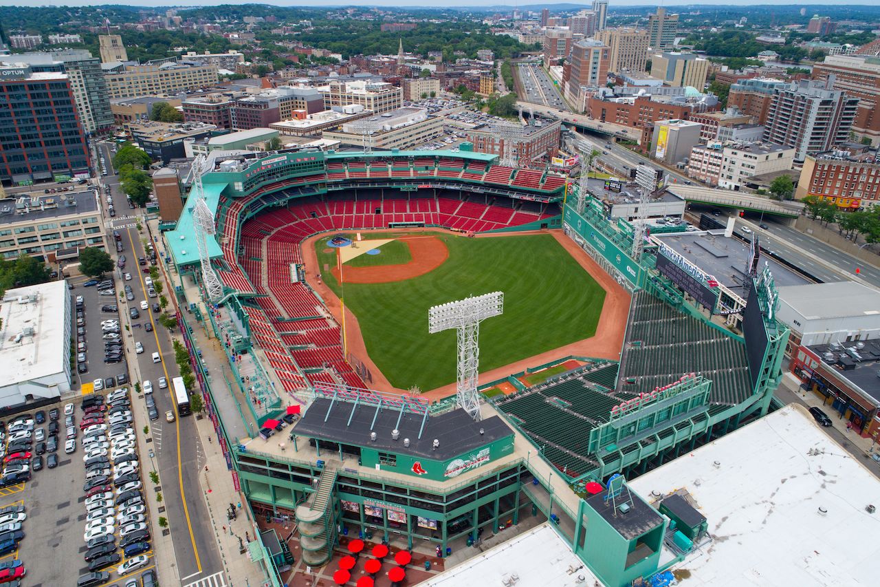 Aerial view of Fenway park in Boston